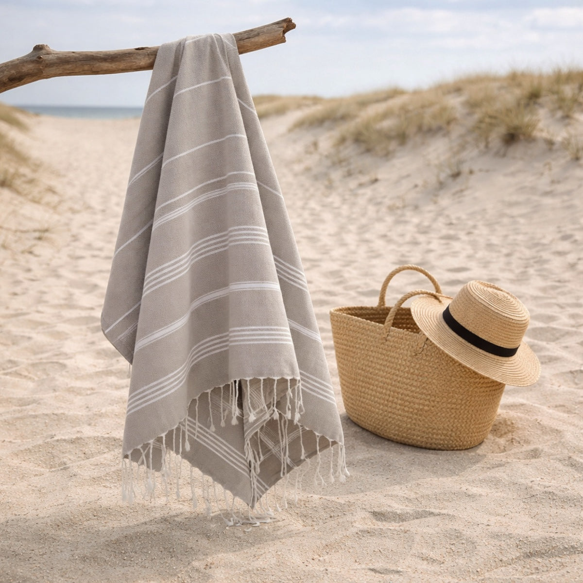 Fouta coton 100x200 MYKONOS taupe clair