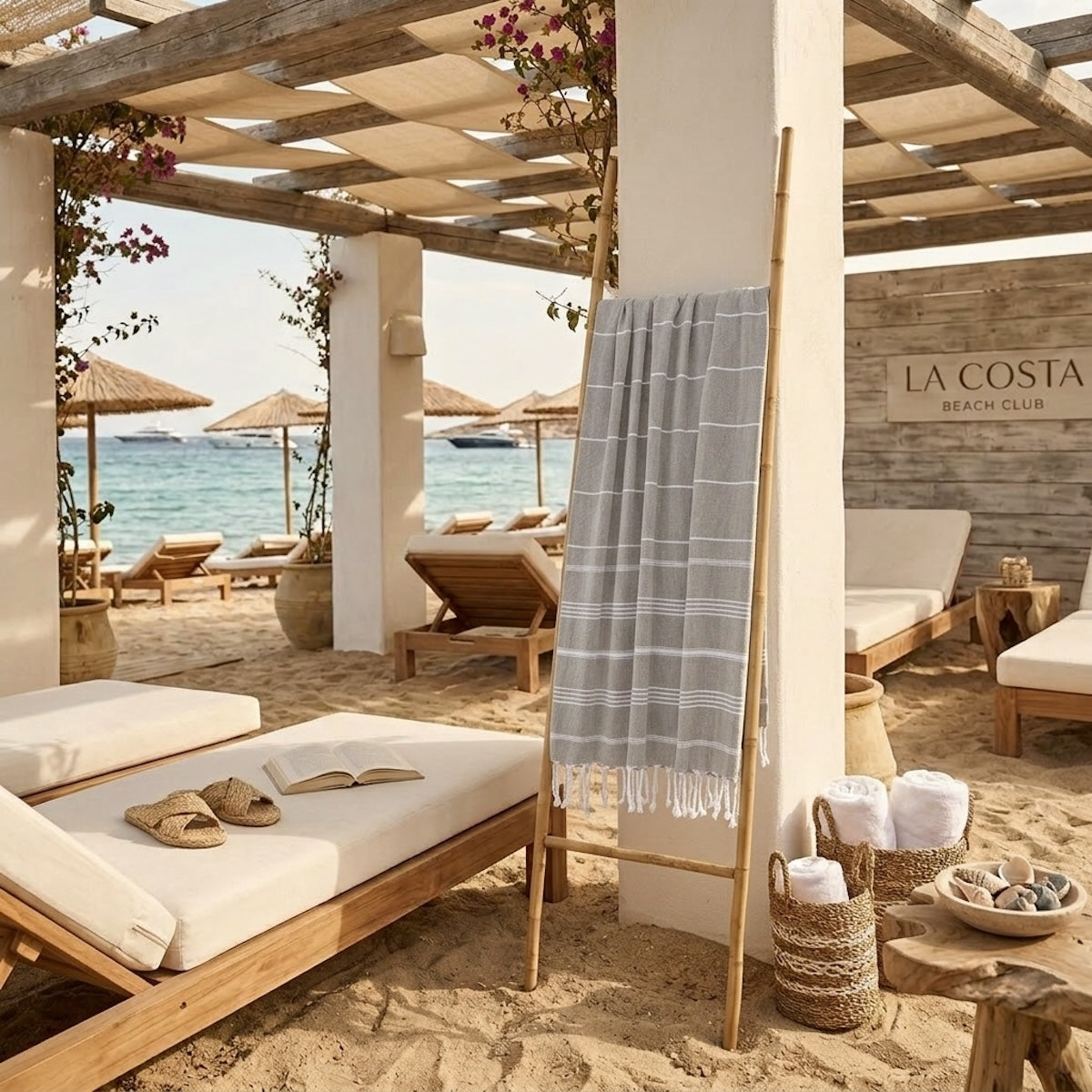 Fouta coton 100x200 MYKONOS taupe clair