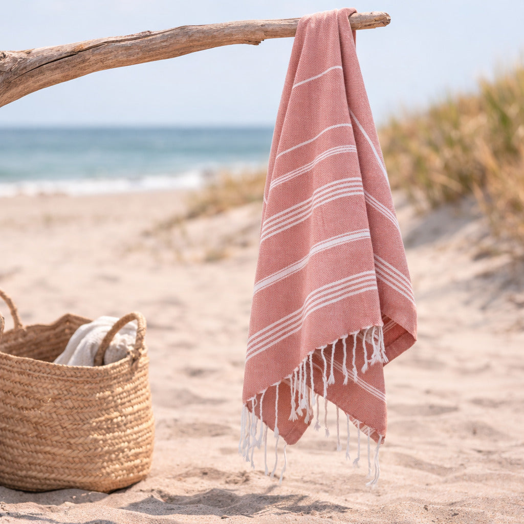 Fouta coton 100x200 MYKONOS rose argile
