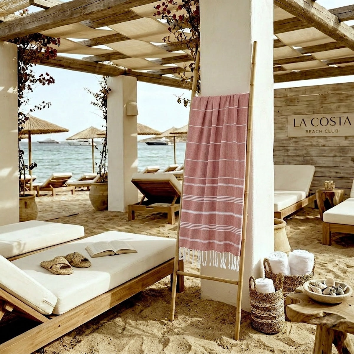 Fouta coton 100x200 MYKONOS rose argile