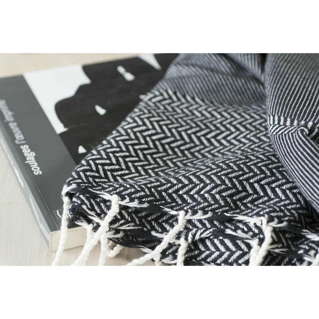 Plaid coton noir OSLO    febronie.com
