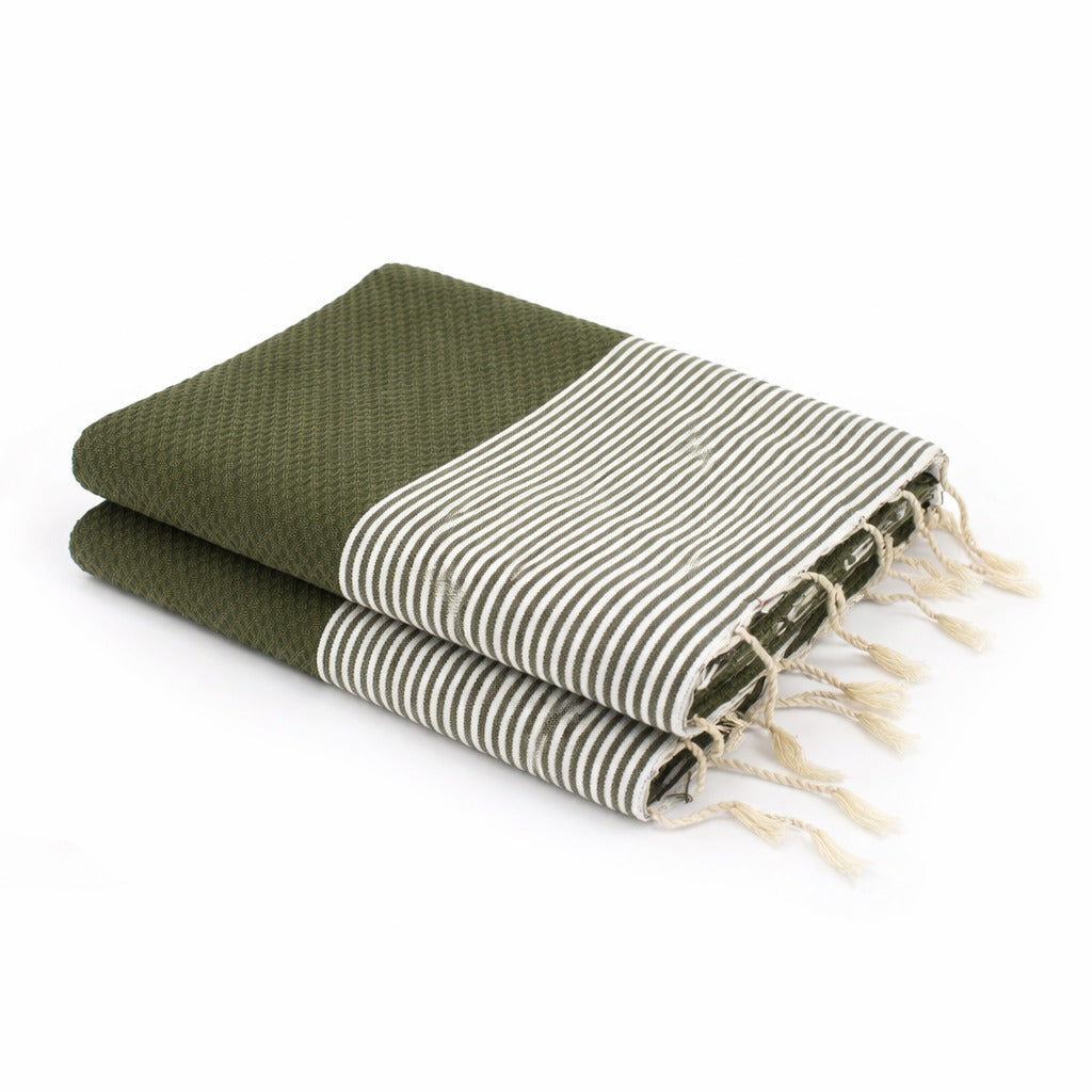 Fouta XXL coton 200x200 IBIZA vert kaki