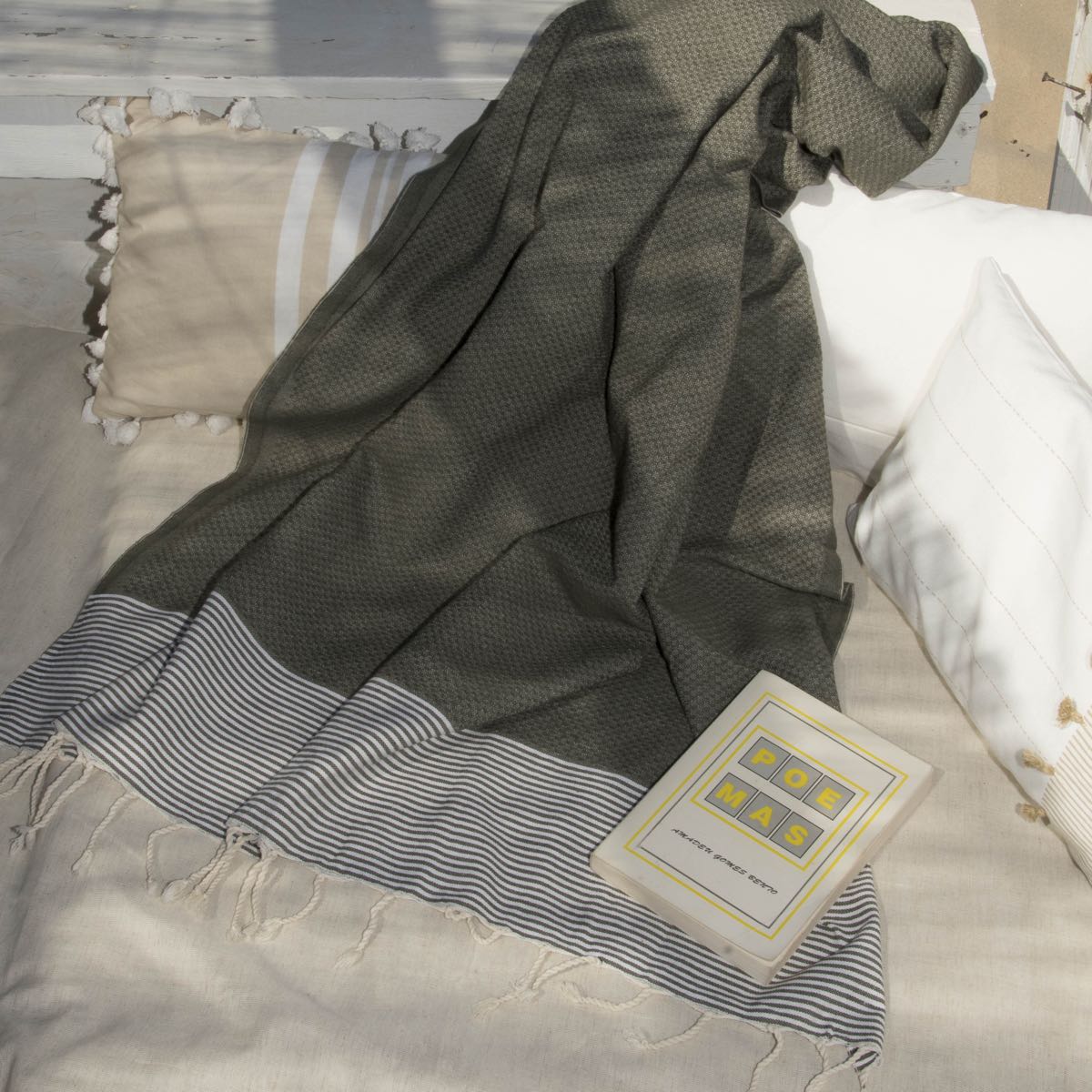 Fouta XXL coton 200x200 IBIZA vert kaki