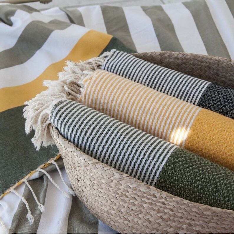 Fouta XXL coton 200x200 IBIZA vert kaki