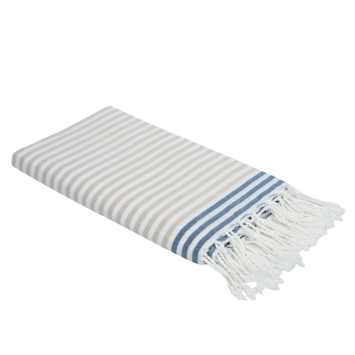 Fouta paréo coton 100x200 BORA BORA beige / bleu jean