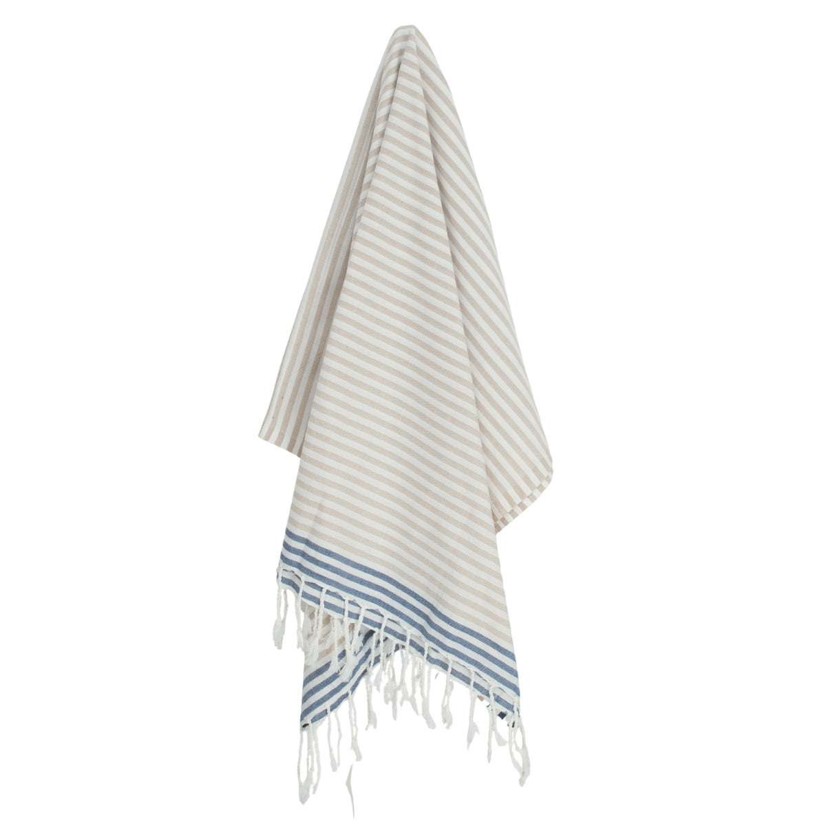 Fouta paréo coton 100x200 BORA BORA beige / bleu jean