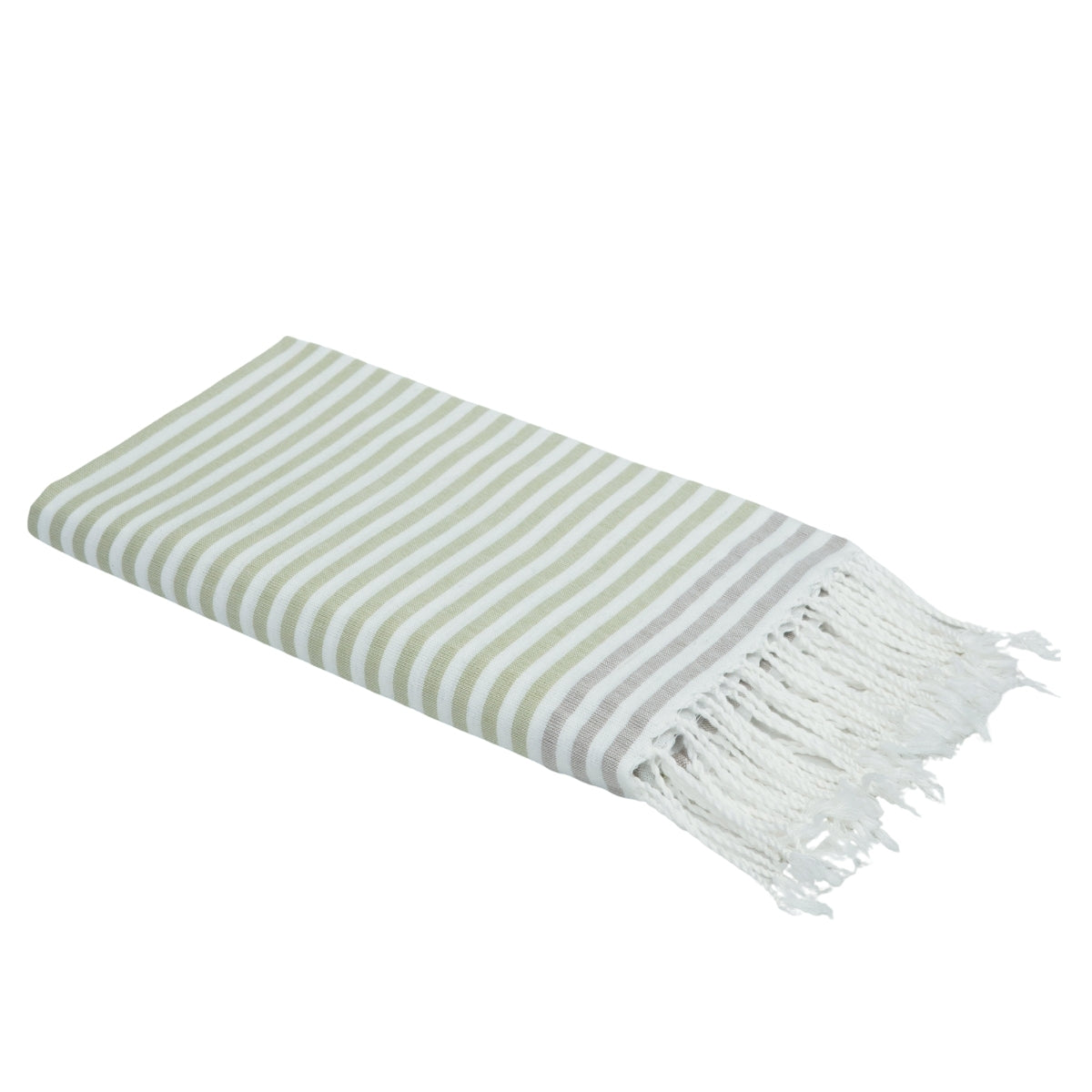 Fouta paréo coton 100x200 BORA BORA vert amande / taupe clair