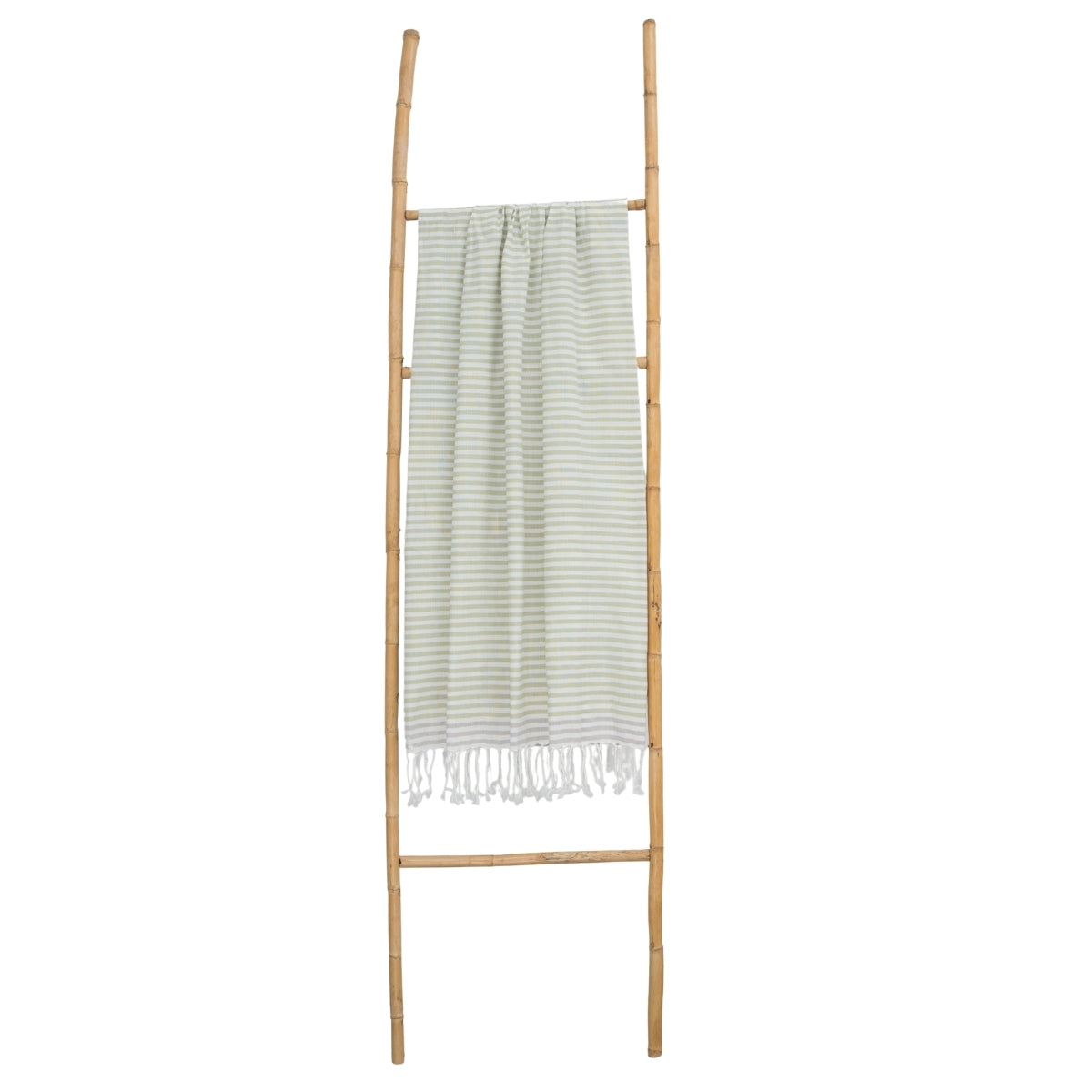 Fouta paréo coton 100x200 BORA BORA vert amande / taupe clair