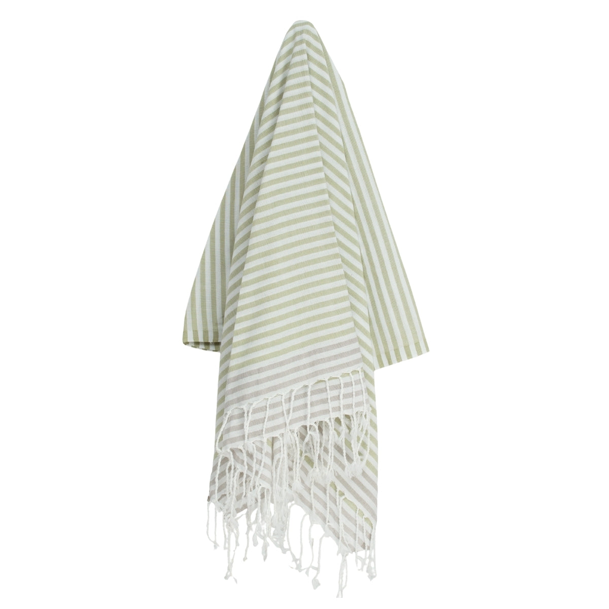 Fouta paréo coton 100x200 BORA BORA vert amande / taupe clair