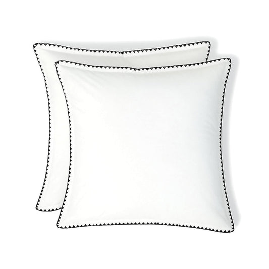 Taie d'oreiller (x2) percale de coton blanc / noir ZOÉ