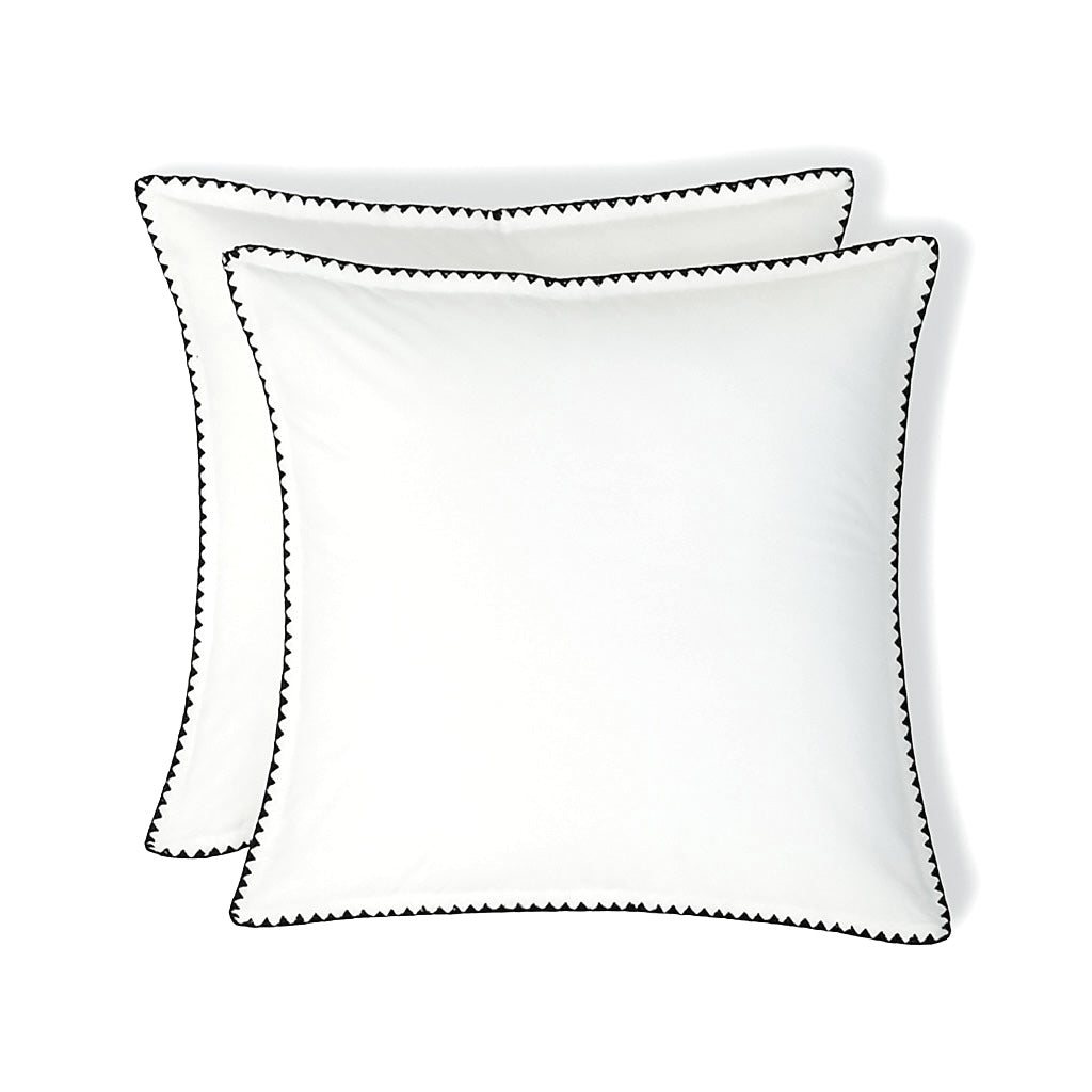 Taie d'oreiller (x2) percale de coton blanc / noir ZOÉ