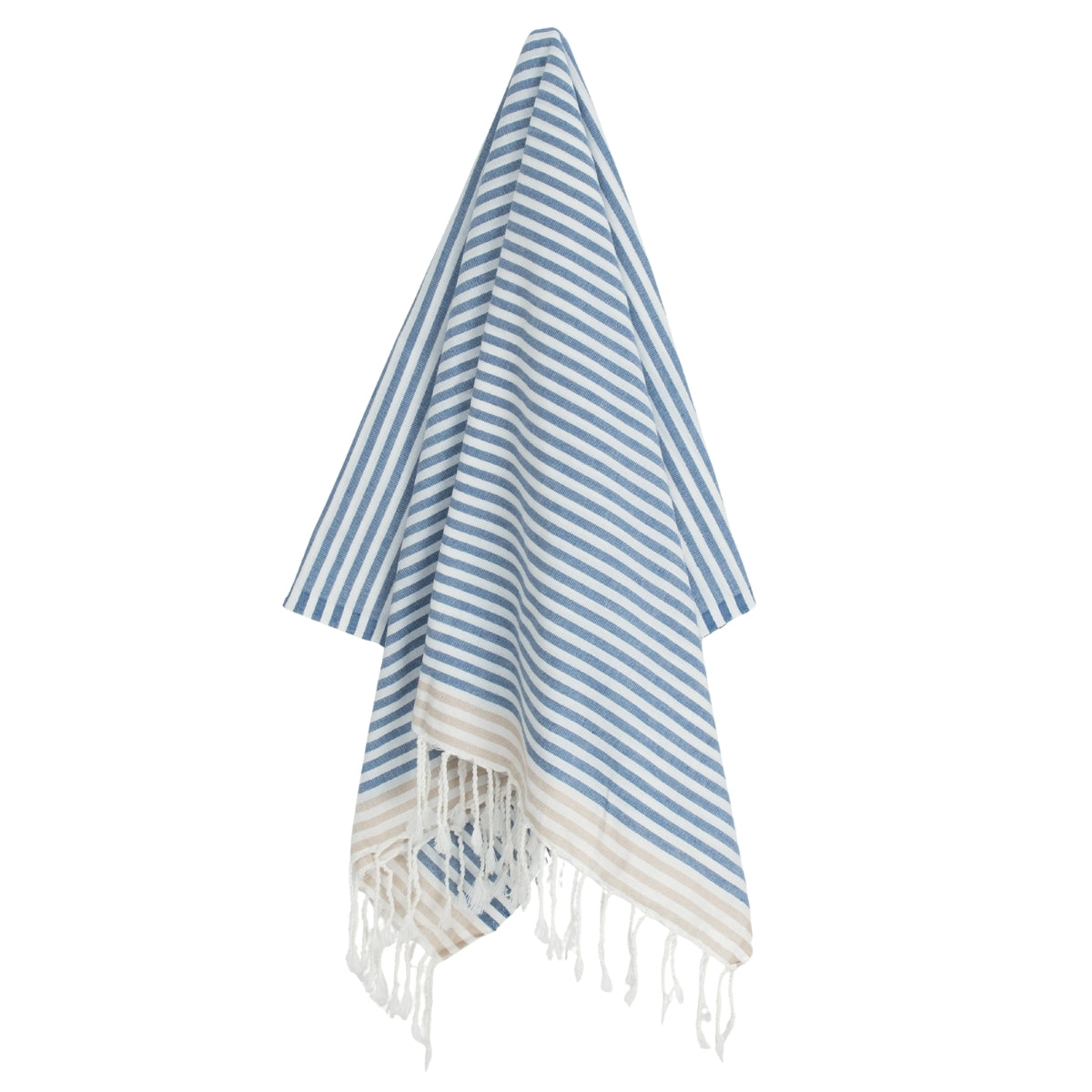 Fouta paréo coton 100x200 BORA BORA bleu orage / beige