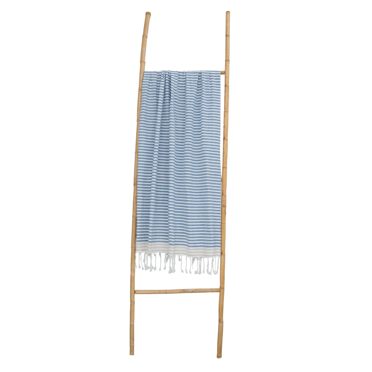 Fouta paréo coton 100x200 BORA BORA bleu orage / beige