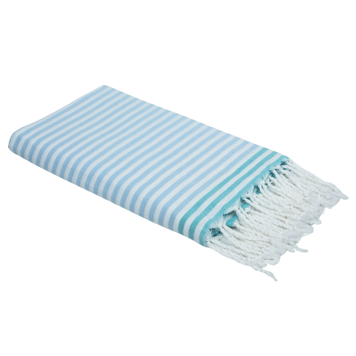 Fouta paréo coton 100x200 BORA BORA bleu pâle / vert turquoise
