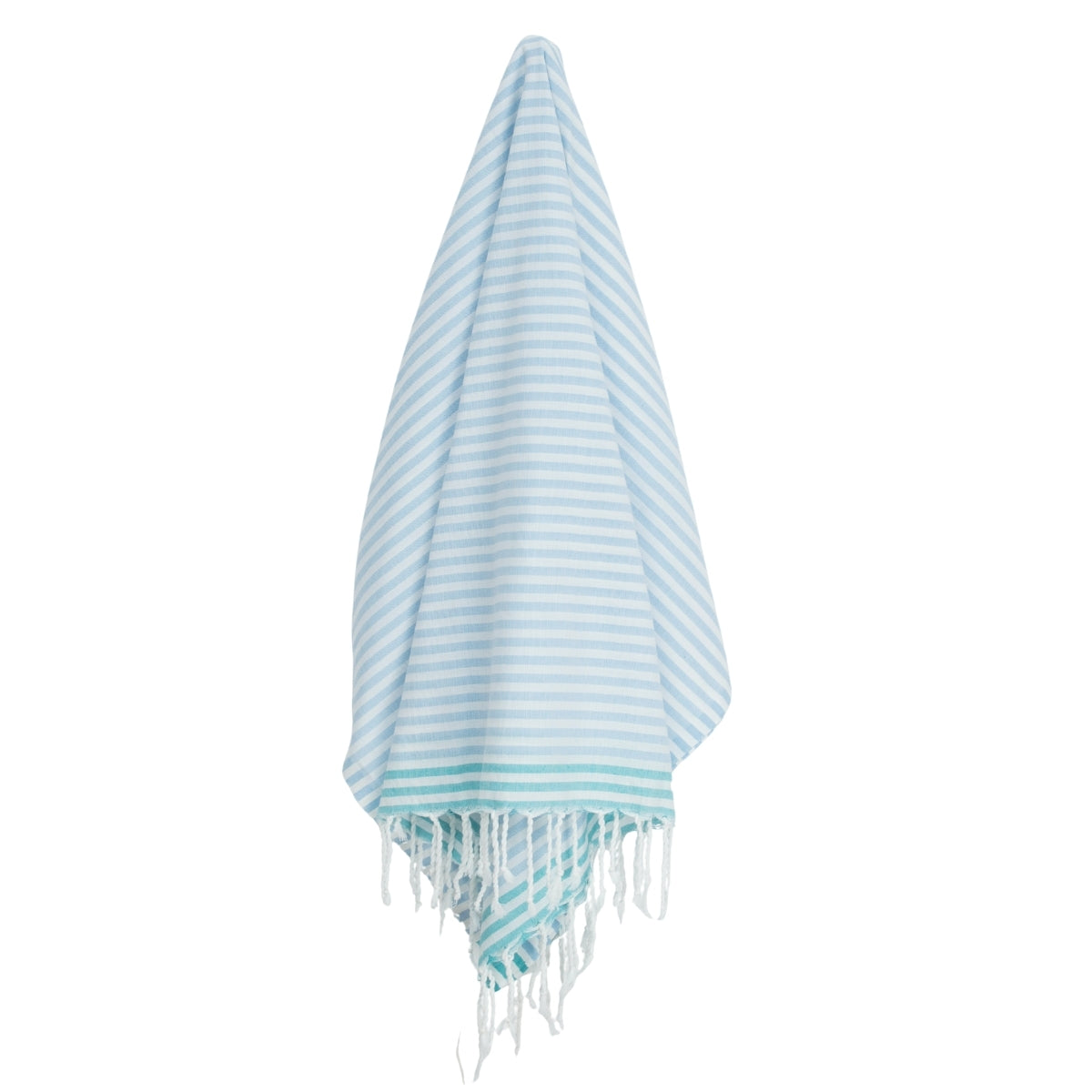 Fouta paréo coton 100x200 BORA BORA bleu pâle / vert turquoise