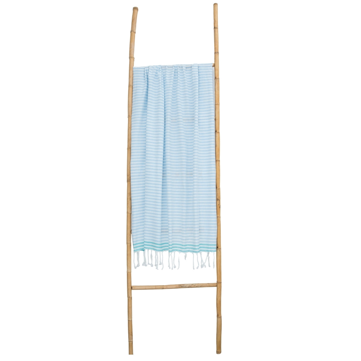 Fouta paréo coton 100x200 BORA BORA bleu pâle / vert turquoise