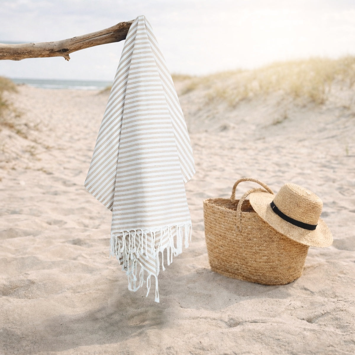 Fouta paréo coton 100x200 FIDJI beige