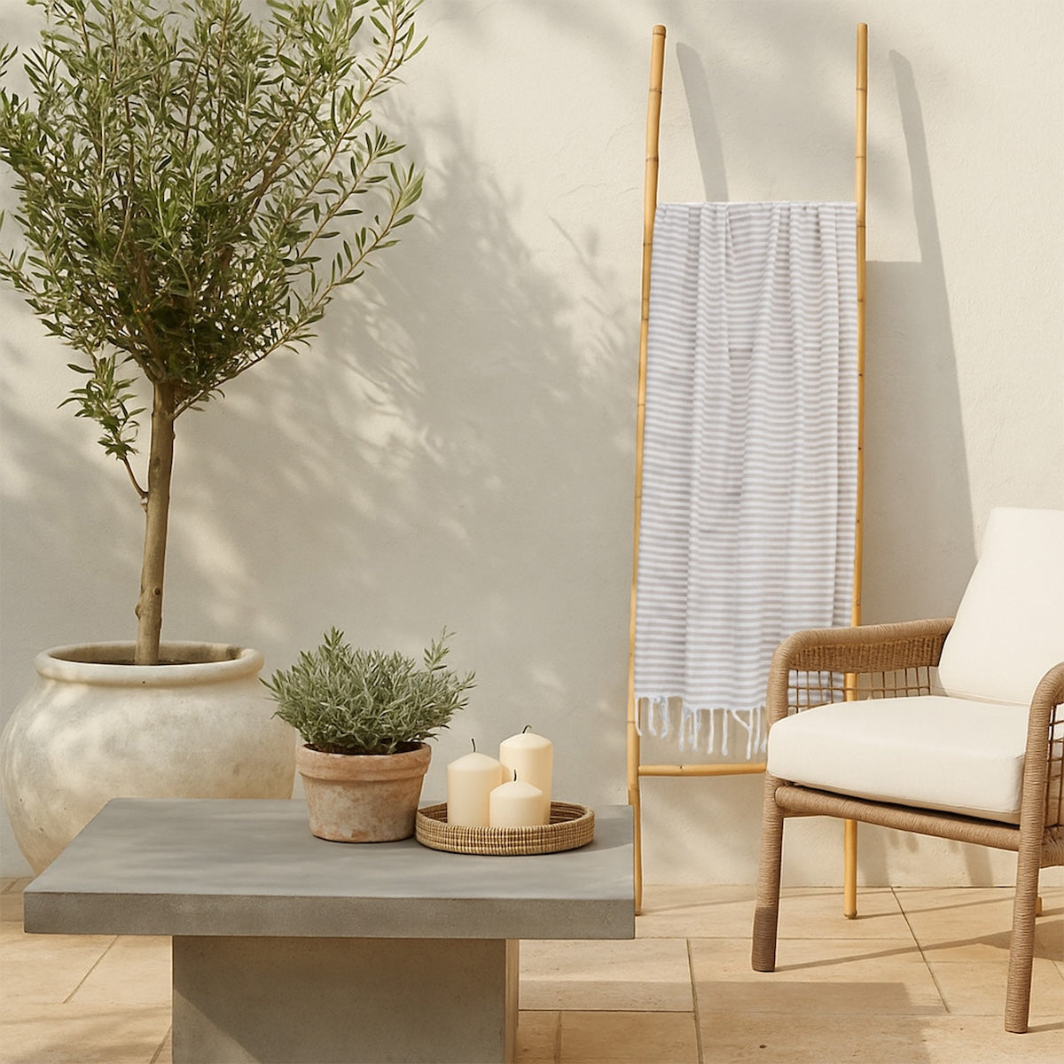 Fouta paréo coton 100x200 FIDJI beige