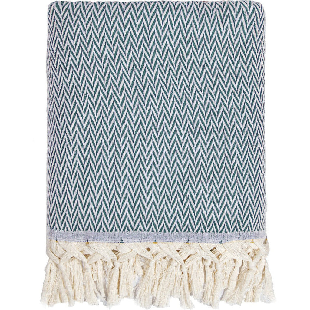 Plaid laine bleu canard ASPEN - 160x250 - febronie.com