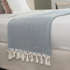 Plaid laine bleu canard ASPEN    febronie.com
