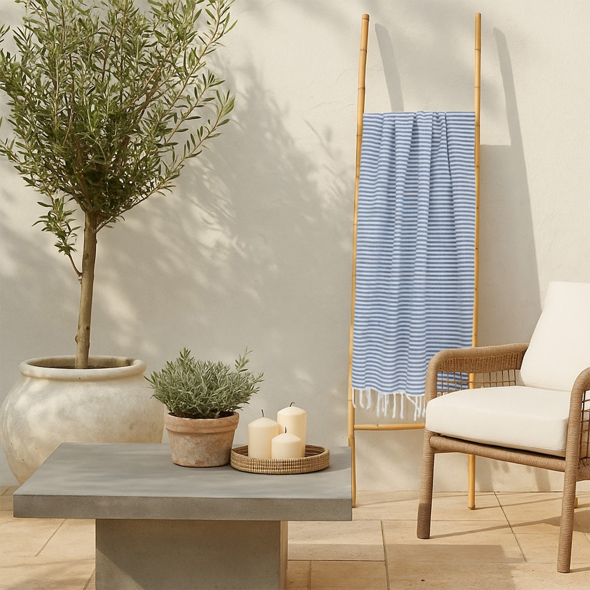 Fouta paréo coton 100x200 FIDJI bleu jean