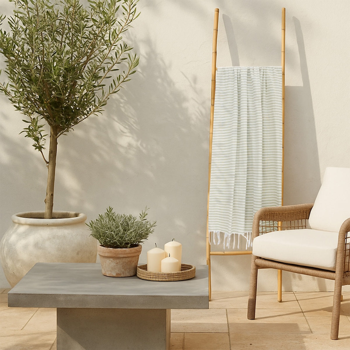 Fouta paréo coton 100x200 FIDJI vert amande