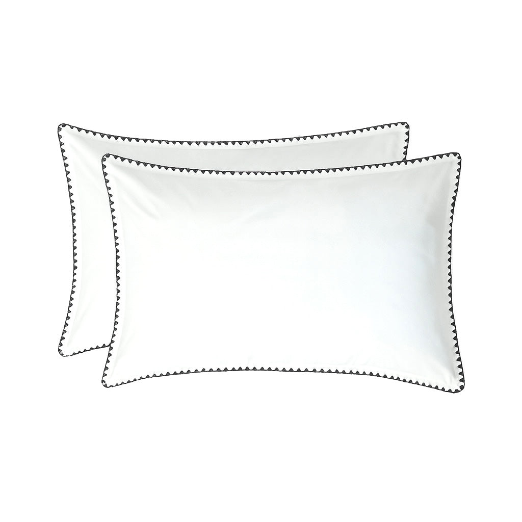 Taie d'oreiller (x2) percale de coton blanc / noir ZOÉ