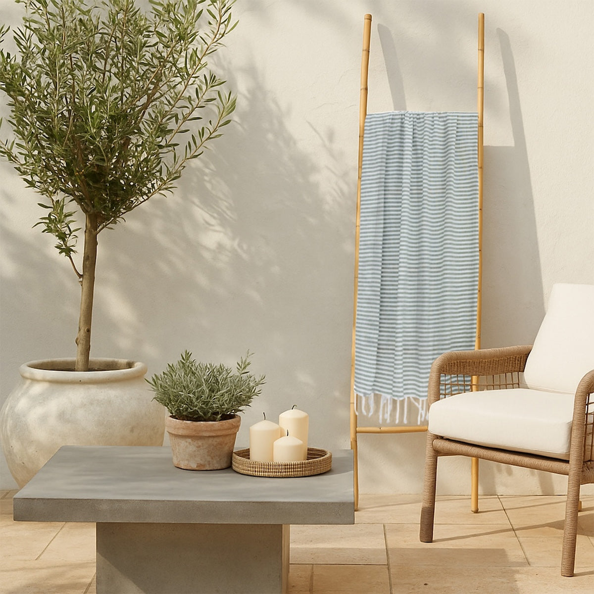 Fouta paréo coton 100x200 FIDJI vert olive