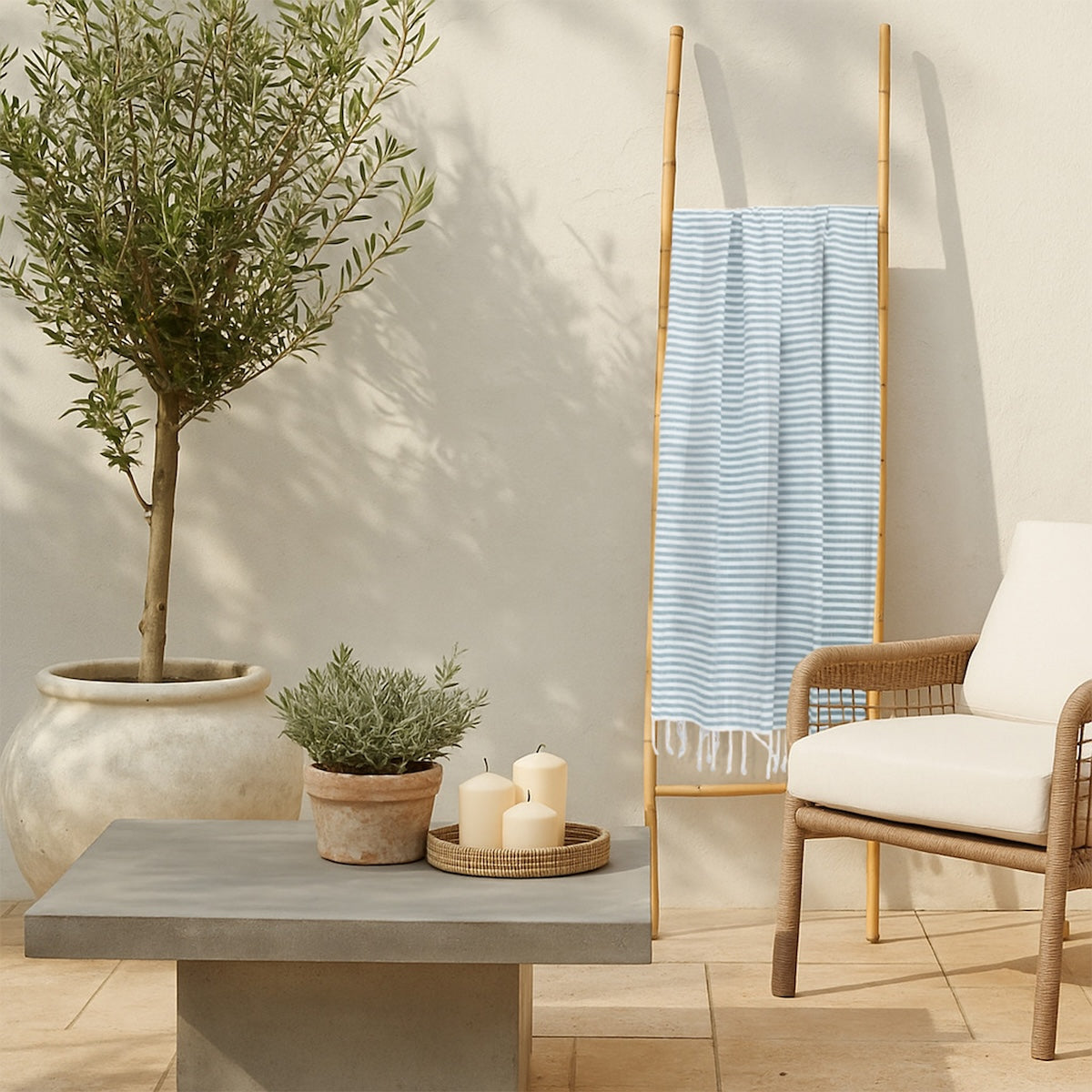 Fouta paréo coton 100x200 FIDJI vert sauge