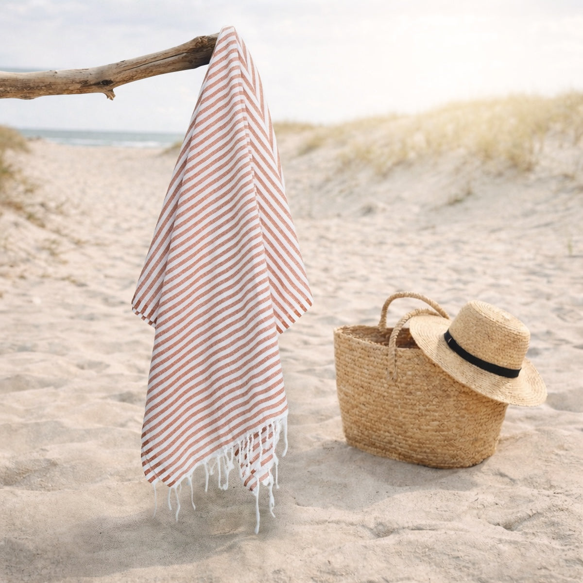 Fouta paréo coton 100x200 FIDJI terracotta