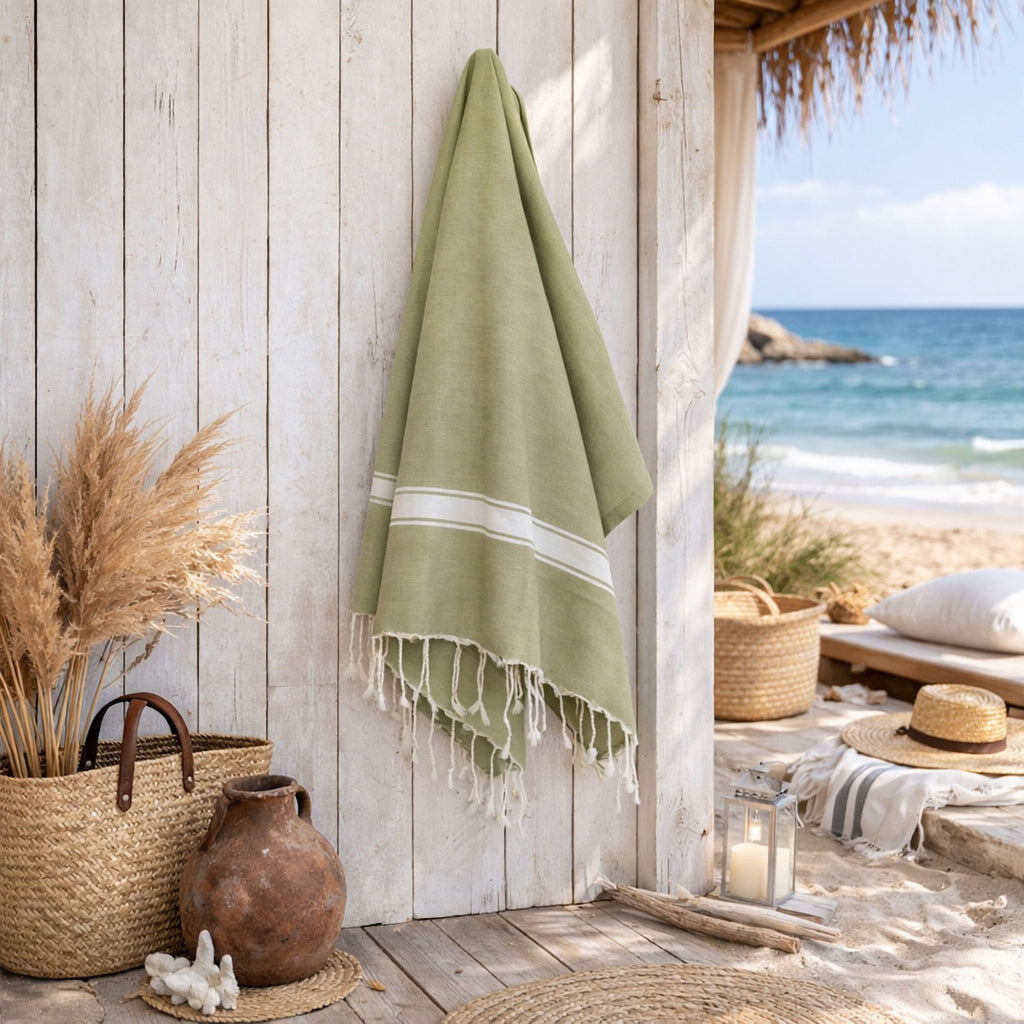 Fouta coton 100x200 MARSA vert amande