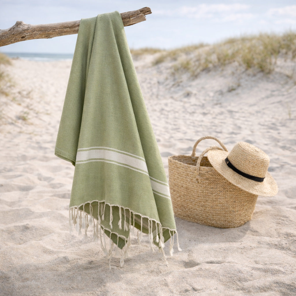 Fouta coton 100x200 MARSA vert amande