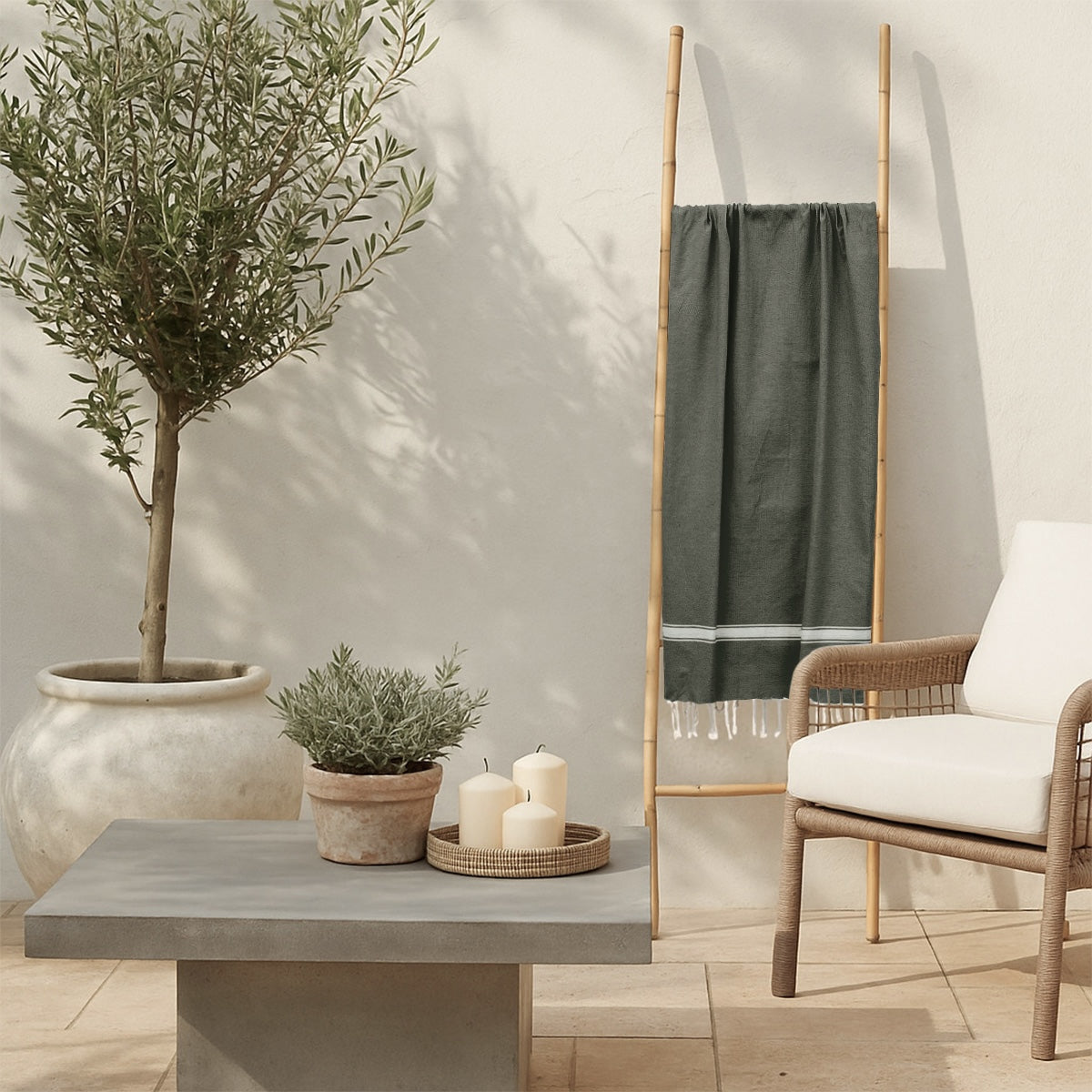 Fouta coton 100x200 MARSA vert kaki