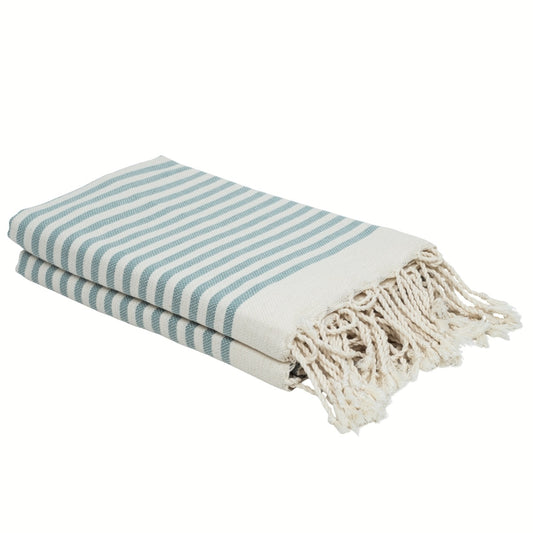 Lot de 2 foutas coton 100x200 HOSSEGOR vert d'eau