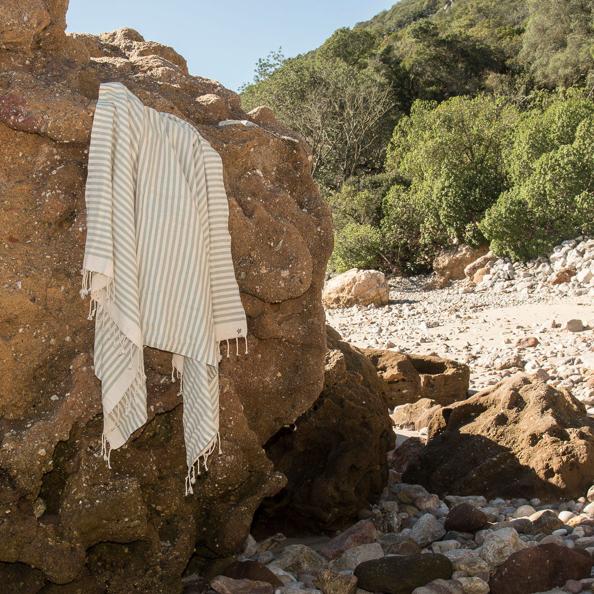 Lot de 2 foutas coton 100x200 HOSSEGOR vert d'eau