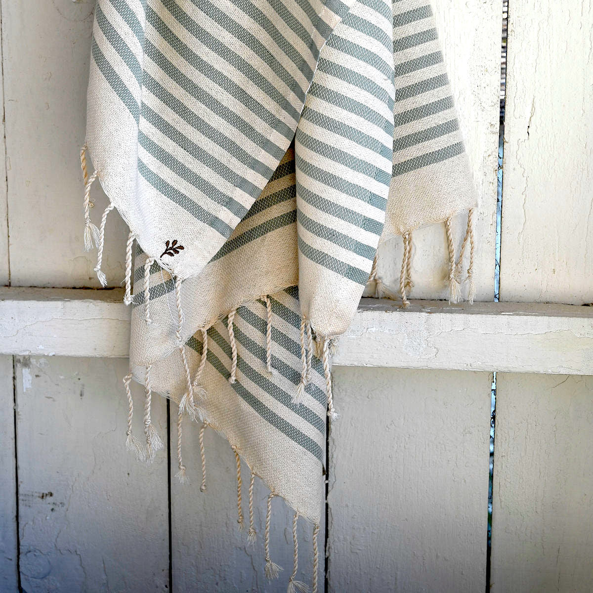 Lot de 2 foutas coton 100x200 HOSSEGOR vert d'eau