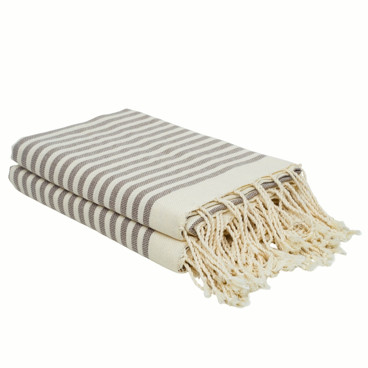 Lot de 2 foutas coton 100x200 HOSSEGOR taupe