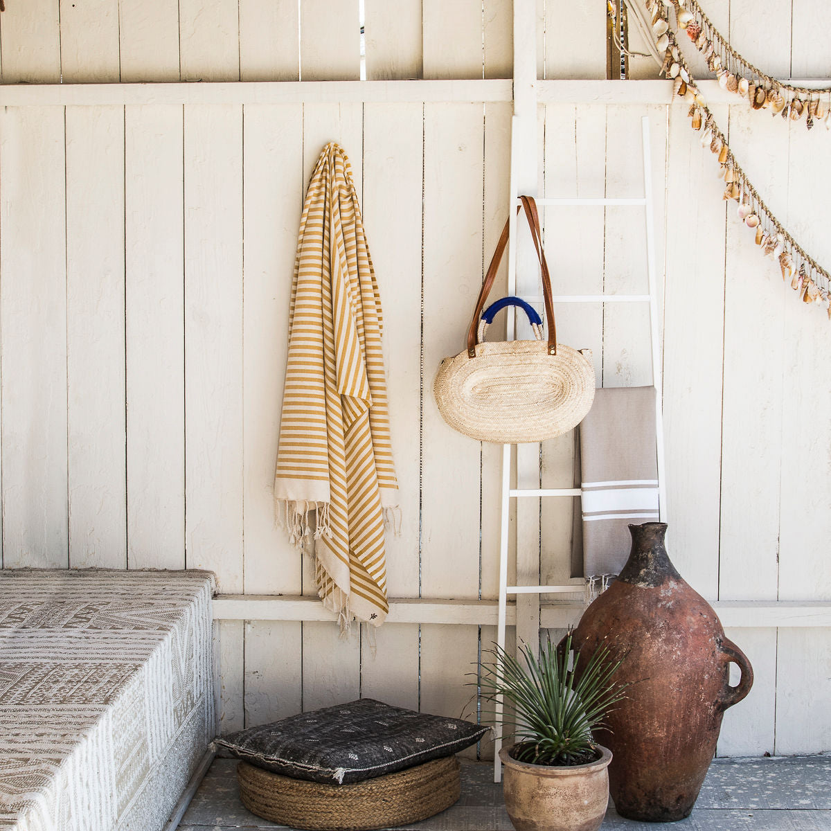 Lot de 2 foutas coton 100x200 HOSSEGOR jaune moutarde