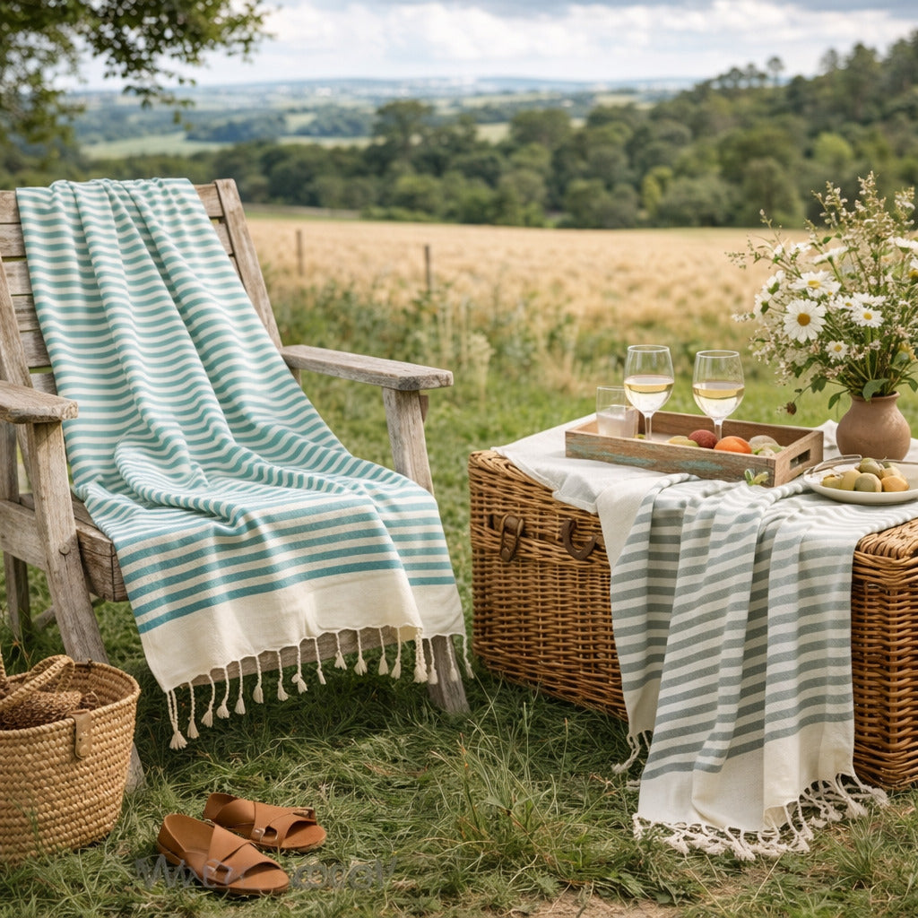 Lot de 2 foutas coton 100x200 HOSSEGOR les verts