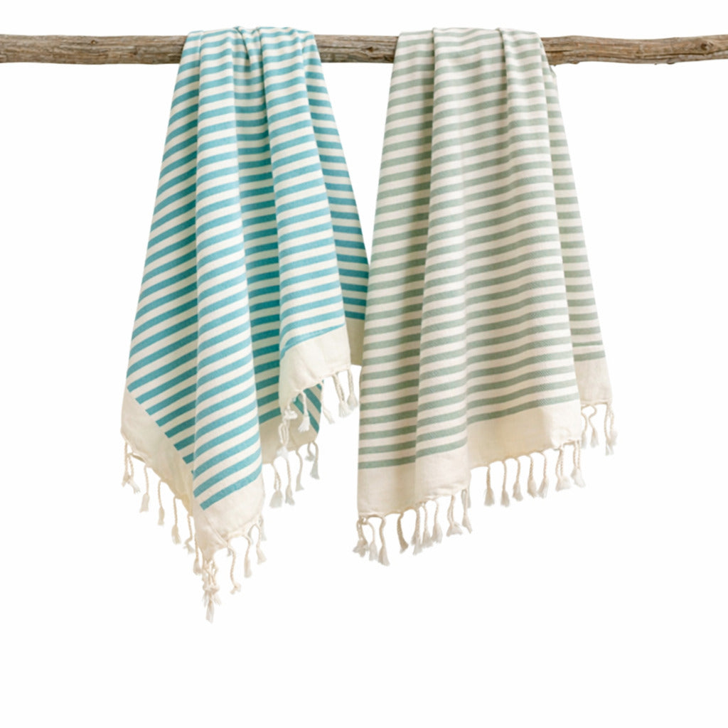 Lot de 2 foutas coton 100x200 HOSSEGOR les verts