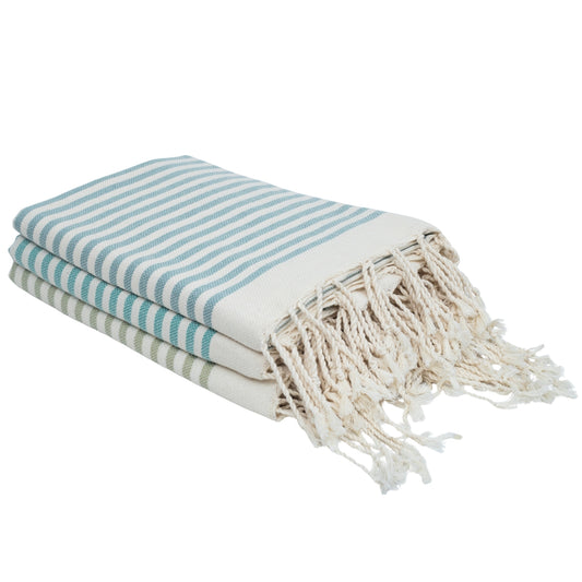 Lot de 3 foutas coton 100x200 HOSSEGOR les verts