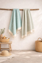 Lot de 3 foutas coton 100x200 HOSSEGOR les verts