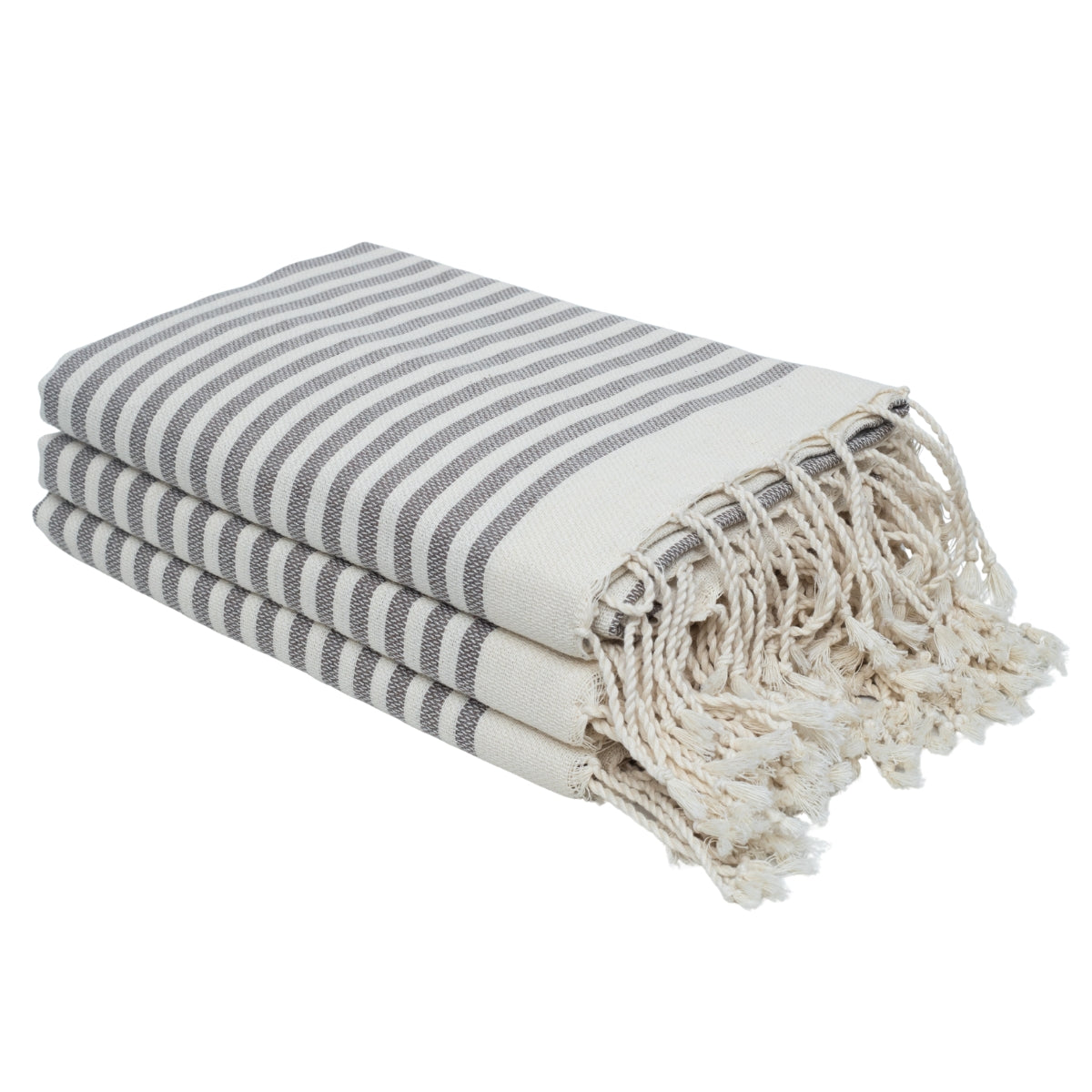 Lot de 3 foutas coton 100x200 HOSSEGOR taupe