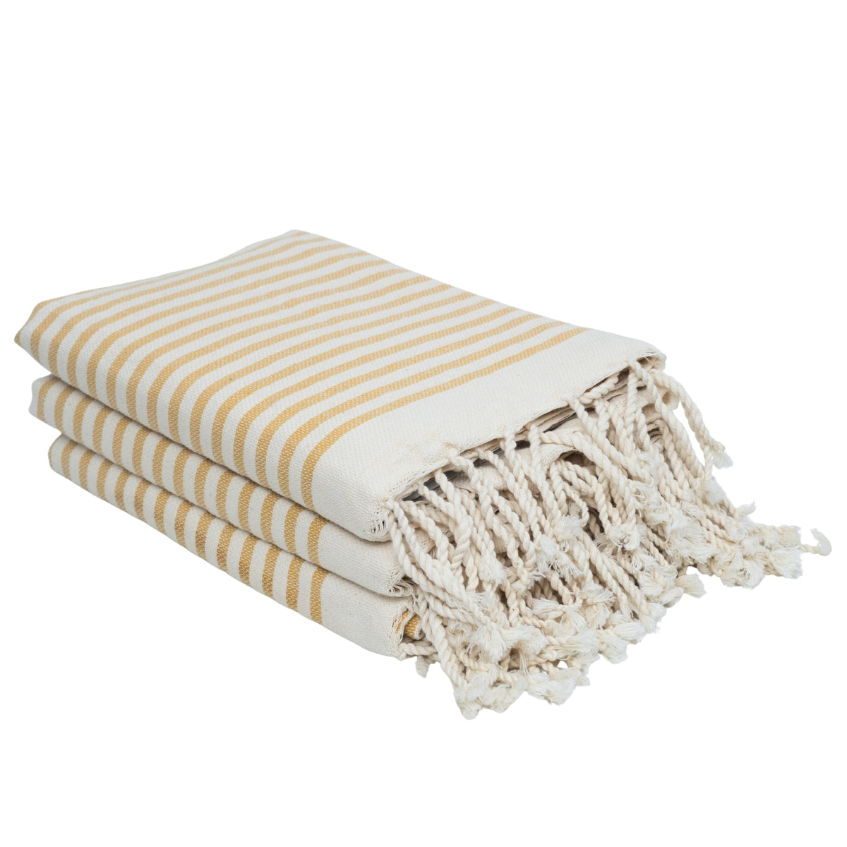 Lot de 3 foutas coton 100x200 HOSSEGOR jaune moutarde