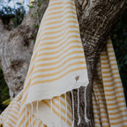 Lot de 3 foutas coton 100x200 HOSSEGOR jaune moutarde