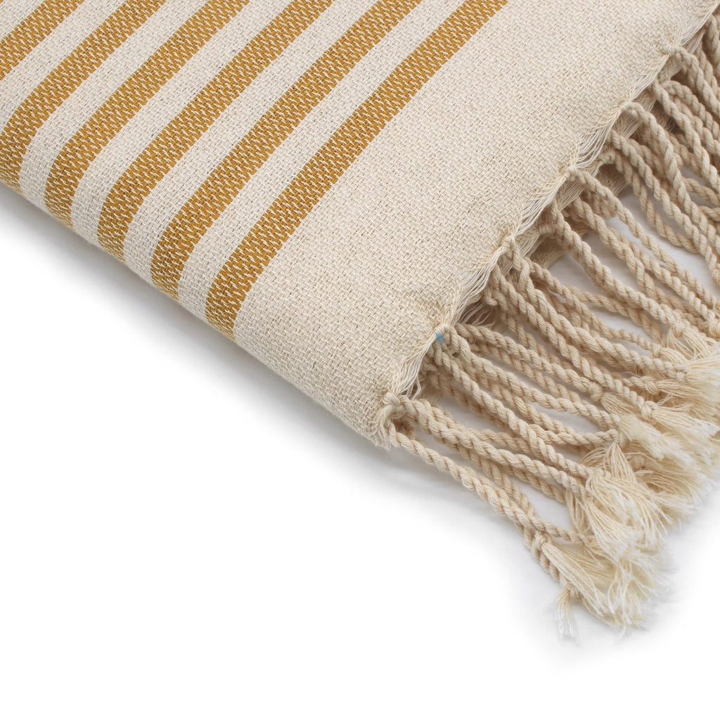 Lot de 3 foutas coton 100x200 HOSSEGOR jaune moutarde