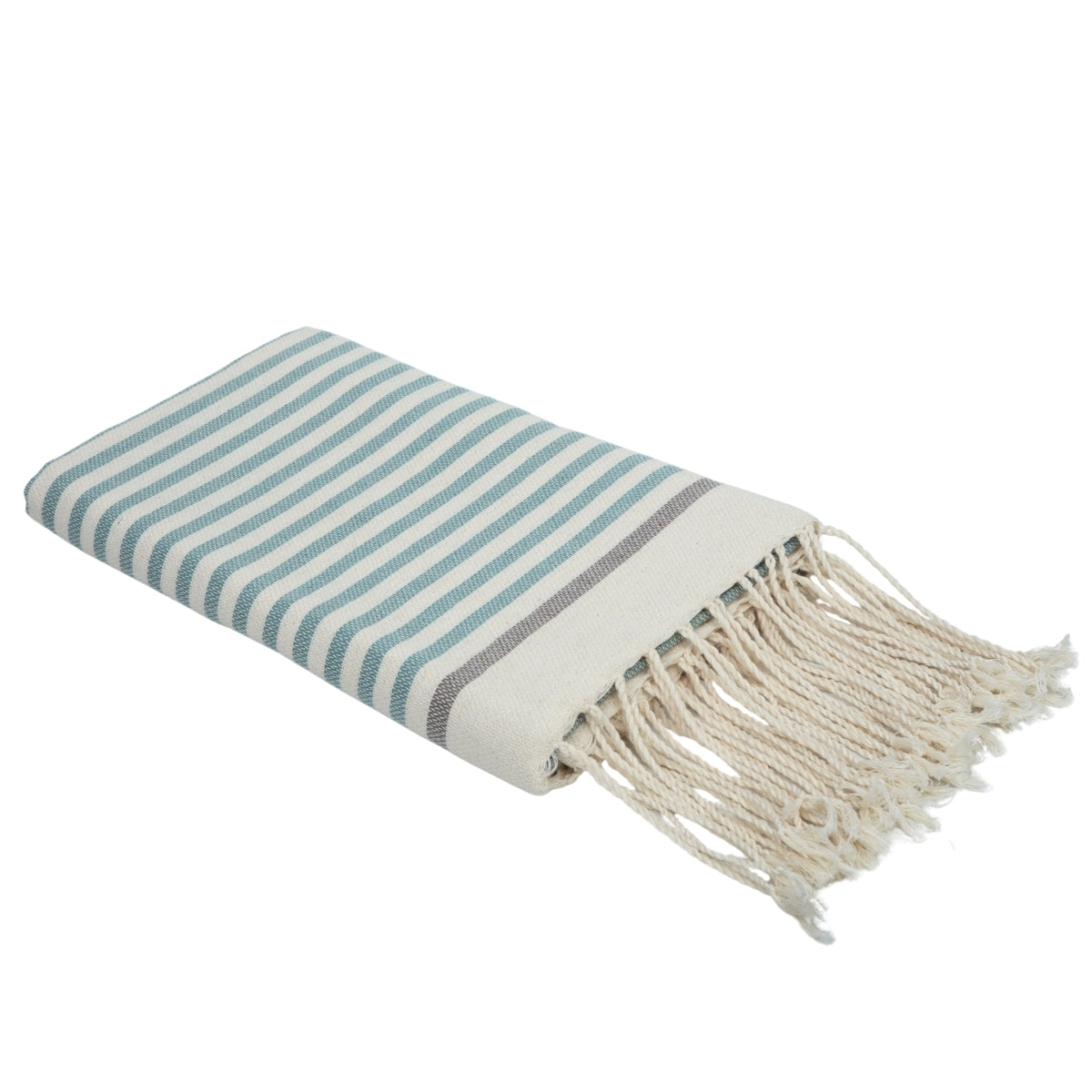 Fouta coton 100x200 BIARRITZ vert d'eau / taupe
