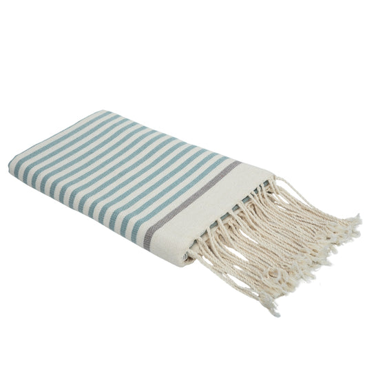 Fouta coton 100x200 BIARRITZ vert d'eau / taupe