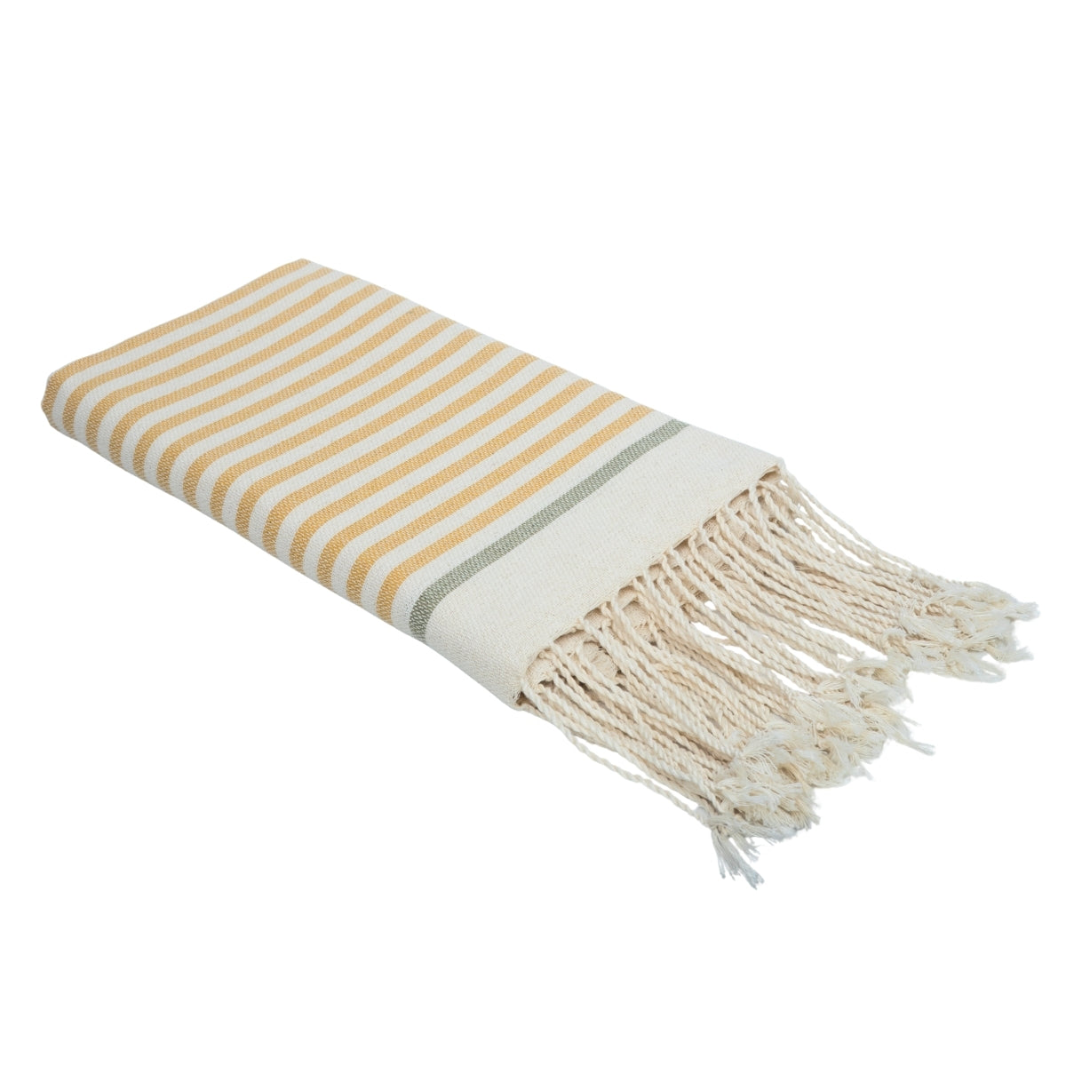 Fouta coton 100x200 BIARRITZ jaune moutarde / tilleul