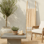 Fouta coton 100x200 BIARRITZ jaune moutarde / tilleul